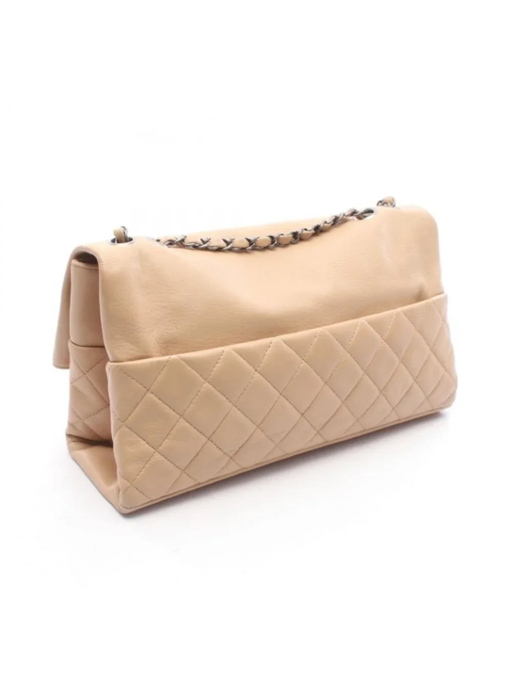 Chanel Shoulder Bag Quilted Beige Lambskin Chain